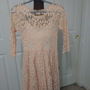 Free People Cream Lace Longsleeve Midi Dress